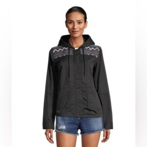 New Roxy women's black jacket hoodie boho style size M-L